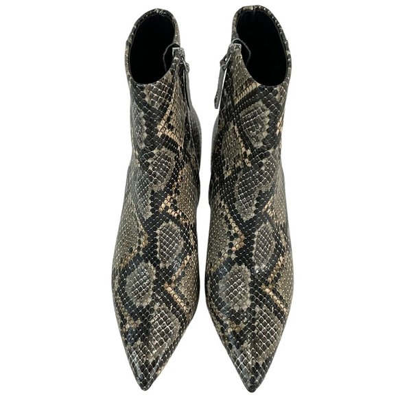 Linea Paolo Shoes Ankle Booties 7M Heels Side Zip Faux Snakeskin Stilleto - Picture 4 of 15